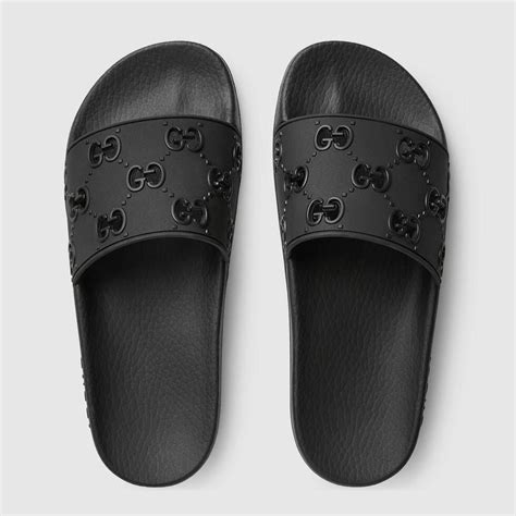 gucci rubber gg slides.